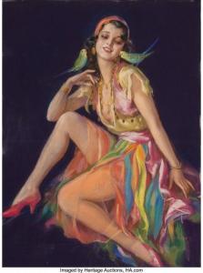 ERBIT JULES 1889-1968,Gypsy Girl with Parakeets,Heritage US 2020-04-24