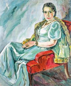 ERDELYI Bela 1891-1955,Lady in Hungarian folk dress,Nagyhazi galeria HU 2021-11-28