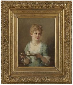 ERDMANN Otto 1834-1905,Junge Frau mit Moccatasse,1891,Dobritz DE 2024-03-09