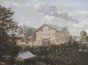 ERHARDT Wilhelm,Klassizistisches Gebäude (vermutlich Theater) mit ,1858,Winterberg Arno 2017-05-13