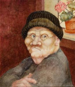 ERICHSEN Helle Vibeke 1940-2016,Face of an old lady,1982,Bruun Rasmussen DK 2021-09-21