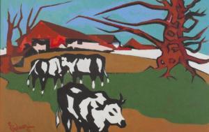 ERICKSON JOHN CLIFFORD 1907-1989,COWS GRAZING,1985,Sloans & Kenyon US 2016-11-12