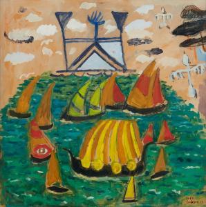 ERIXSON Sven 1899-1970,Komposition med båtar,1953,Uppsala Auction SE 2023-11-09