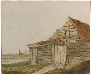 ERKELENS Anthonie 1774-1804,A WOODEN BARN ON THE EDGE OF A VILLAGE,Sotheby's GB 2016-01-28