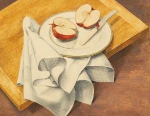 ERLEBACHER MARTHA MAYER 1937-2013,Still Life with Apple, Knife & Napkin,1973,Hindman US 2023-02-22