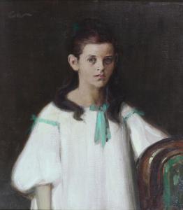 ERLER Fritz 1868-1940,Mädchen in weißem Kleid (Bildnis Gerta Mayr),Kastern DE 2021-03-20