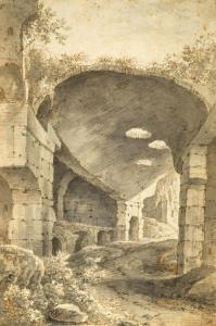 ERMELS Johann Franciscus,View of a classical archway, possibly the Colosseu,Cheffins 2019-06-12
