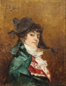 ESCALIER Nicolas Felix 1843-1920,Portrait de jeune homme au couvre-chef,1881,Ruellan FR 2018-01-27