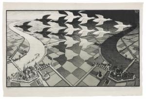 ESCHER Maurits Cornelis 1898-1972,Day and Night,1938,Christie's GB 2024-03-27