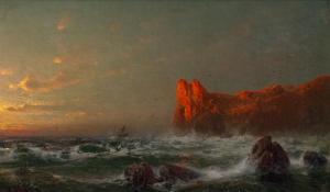 ESCHKE Hermann,Tosende See vor der bretonischen Küste im Abendlic,1876,Galerie Bassenge 2022-06-02