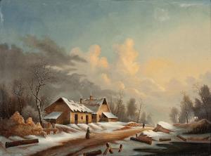 escuyer jules 1798-1870,Verschneite Winterlandschaft mit Personen auf d,Hargesheimer Kunstauktionen 2009-09-12