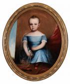 ESHELMAN Aaron C 1826-1878,Portrait of a Child in Blue Holding a Book,Brunk Auctions US 2017-01-27