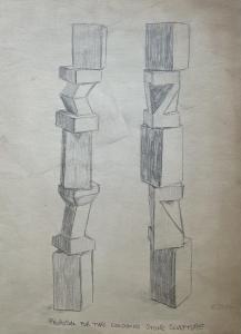 ESHET Pinchas 1935-2007,Proposal for tow columns stone scolpture,Montefiore IL 2023-09-06