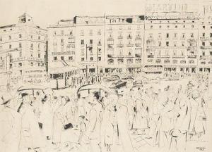 ESPLANDIU Juan 1901-1978,The Puerta del Sol, Madrid,1957,Subastas Segre ES 2020-07-14