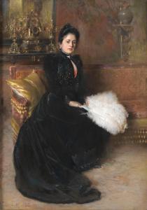 ESPOSITO Gaetano 1858-1911,Porträt einer jungen Frau mit Fächer,1899,Palais Dorotheum AT 2023-06-26