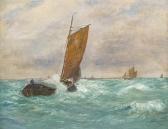 ESSFELD Alexander 1874-1939,Vor der Küste kreuzende Fischerboote in stürmische,Engel DE 2007-09-08