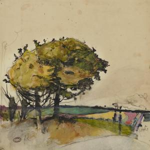 ESTE Florence 1860-1926,Paysage avec arbres dans les champs,Christie's GB 2021-06-16