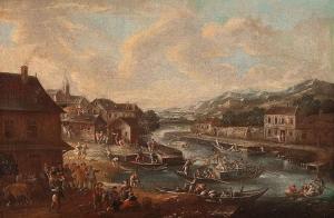 EUROPEAN SCHOOL,Activity in a village bordering a river,AAG - Art & Antiques Group NL 2013-05-27
