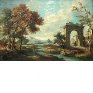 EUROPEAN SCHOOL,Figures Walking through an Arch in a Landscape,William Doyle US 2012-05-23