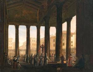 EUROPEAN SCHOOL (XIX),Procession in the portico of the Pant,19th Century,Palais Dorotheum 2018-10-24