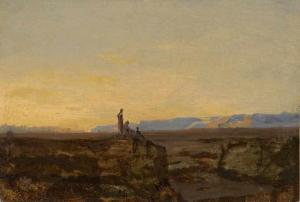EUSTACHE Charles Francois 1820-1870,Ägyptische Landschaft mit Personen auf einer F,Galerie Bassenge 2019-11-28