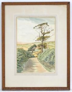 EVANS DAVID,Devon Lane, A landscape scene with a narrow countr,1952,Claydon Auctioneers 2020-08-17