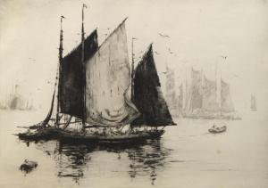 EVANS H.P 1900-1900,Moored sail boats,Rosebery's GB 2018-02-10