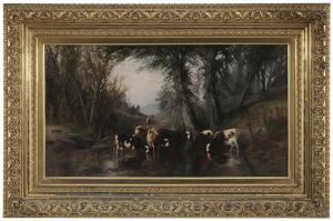 EVANS Joseph R 1860-1870,Cows Watering in a Stream,Brunk Auctions US 2015-07-16