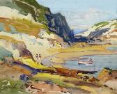 EVANS Will 1888-1957,figures, fishing boat, beach and cliffs, possibly ,Rogers Jones & Co 2022-07-16
