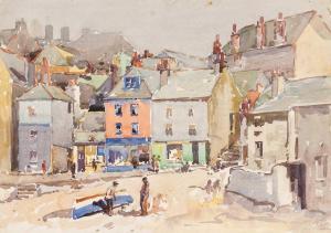 EVANS Will 1888-1957,harbour, town and figures,Rogers Jones & Co GB 2024-01-26