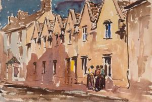 EVANS Will 1888-1957,street of terraced houses with figures,Rogers Jones & Co GB 2024-01-26