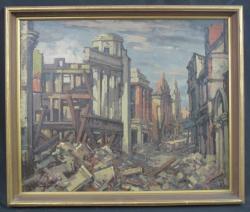 EVANS Will 1888-1957,Swansea blitz scene,1941,Peter Francis GB 2017-03-08