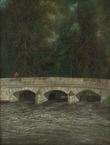 EVE Jean 1900-1968,Le petit pont d'Aveny (Eure) avec Fanny en rouge,1951,Hindman US 2023-09-18