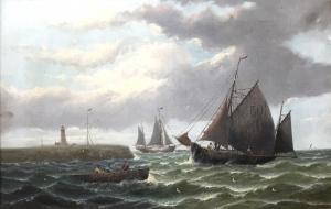 EVERARD J.J 1800-1800,FISHING BOATS SETTING OUT IN CHOPPY SEAS,1884,Lawrences GB 2020-10-23