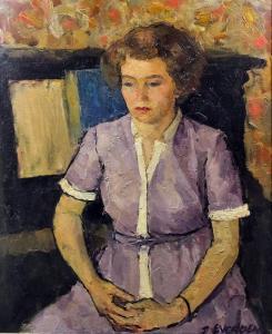 everden john ralph,Three quarters length portrait of a seated lady in,Canterbury Auction 2015-12-08