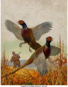 Everett Fred T 1892-1957,Pheasant Hunting, Outdoor Life Magazine cover,1933,Heritage US 2019-05-03