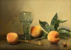 EVERSEN Johannes Hendrik 1906-1995,A still life with peaches and a rummer,Venduehuis NL 2023-11-16