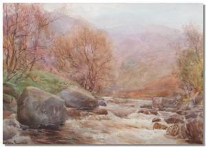 EWING Leckie 1900,Rushing stream with hills beyond,Gilding's GB 2008-12-02