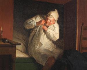 EXNER Julius 1825-1910,Interior with an old man in his bed,Bruun Rasmussen DK 2024-01-15