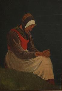 EXNER Julius 1825-1910,Sitting woman in regional costume,Bruun Rasmussen DK 2024-02-26