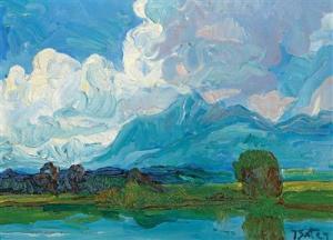 EXTER Julius 1863-1939,See mit Wolken – tiefer Horizont,1938,Palais Dorotheum AT 2016-05-31