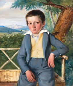 EYBL Franz 1806-1880,A Young Boy with a Yellow Waistcoat Sitting on a B,Palais Dorotheum 2022-09-08