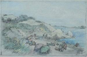 EYRE Louisa 1872-1953,BEACH SCENE AT GLOUCESTER, MASSACHUSETTS,Sloans & Kenyon US 2007-06-23