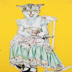 EYRES Erica 1980,Composition with cat,Bruun Rasmussen DK 2016-05-16