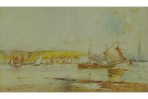 EYRES simmons 1902-1955,Fishing harbour scene,Burstow and Hewett GB 2015-10-21