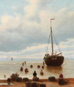 FABARIUS Friedrich Wilhelm 1815-1900,The cargo from a sailing ship is dragged on to,Bruun Rasmussen 2020-12-21