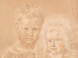 FABER Johann 1778-1846,Portrait of a Boy and a Girl, Colored Chalks,c.1835,Auctionata DE 2016-09-12