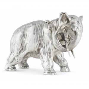Fabergé Peter Carl 1846-1920,A SILVER TABLE LIGHTER IN THE FORM OF AN ELEPHANT,Christie's 2021-11-29