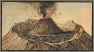FABRIS Pietro 1740-1792,Interior of Crater of Vesuvius with spectators, fr,1776,Bonhams 2023-12-06