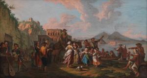 FABRIS Pietro 1740-1792,Tarantella at the Palazzo Donn'Anna with Vesuvius ,Bonhams GB 2023-07-05